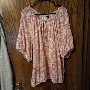 Torrid Pink and White Floral Blouse